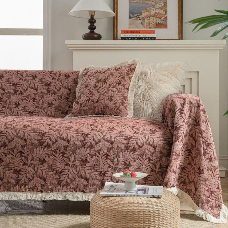 Exquisite sofa towel anti-cat scratch jacquard flower bird green retro festive festival thick sofa blanket
