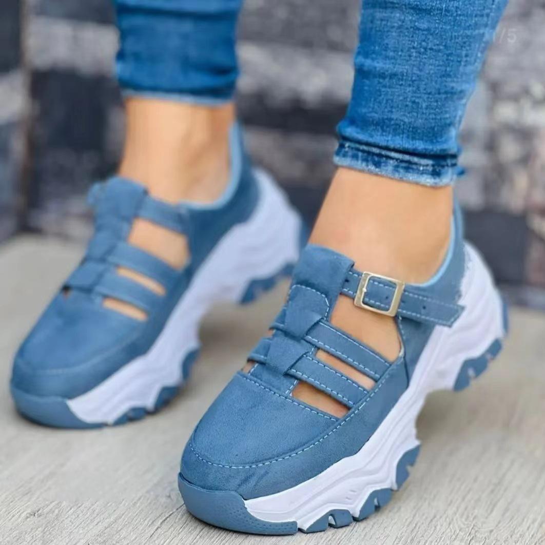 

Новинка 2024 года, женская спортивная обувь на толстой подошве, модная повседневная удобная обувь без шнуровки на плоской подошве, женская удлиняющая вулканизированная обувь 38 синий