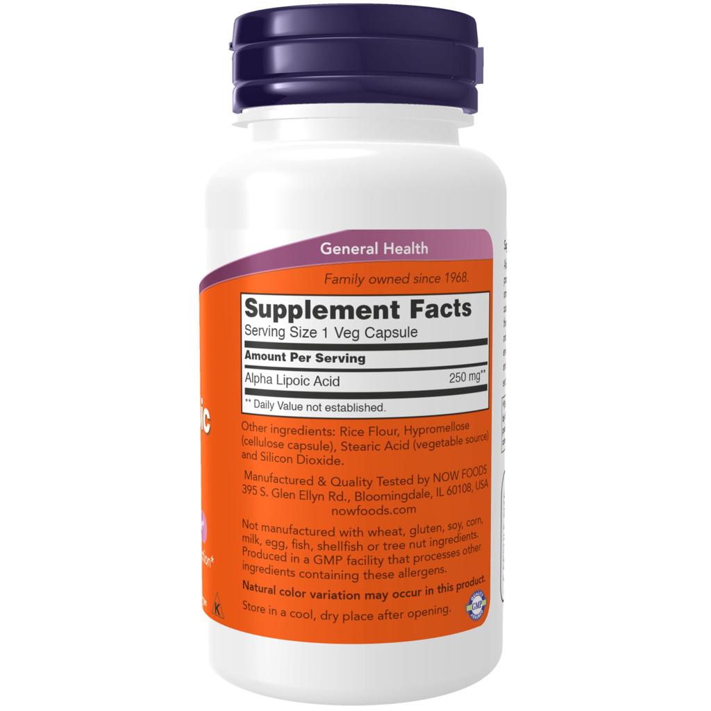 Now Foods Alpha Lipoic Acid, 60 Caps, 250 mg