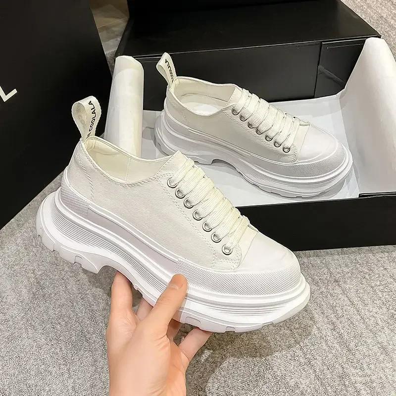 Lace Up Woman Footwear Light Whit Canvas Shoes for Women Designer Luxury Vulcanized Shoe Cotton A On Offer New In Deals Walking