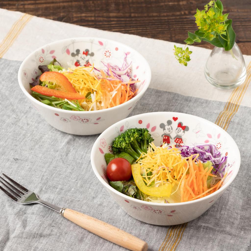 Maebata Disney Mickey Minnie Flower Salad Bowl 65083 & Set, Pink,