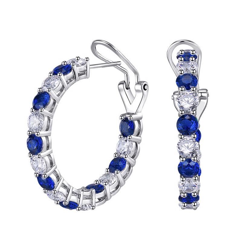 

Интернет-знаменитости с той же модной личностью Преувеличенные серьги Легкая роскошь Высокое чувство Ряд бриллиантовых серег-пряжек Разноцветные универсальные серьги