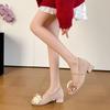 Hausses florales douces pour talons hauts Style fée française chaussures Mary Jane en daim nouvel été et automne talon épais rétro