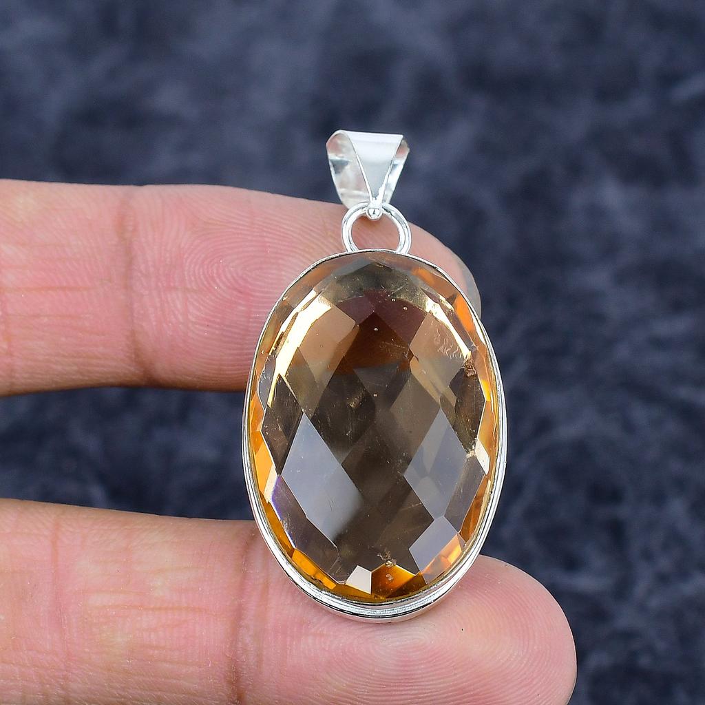 Morganite Gemstone Handmade 925 Sterling Silver Jewelry Pendant 1.81" M-3258