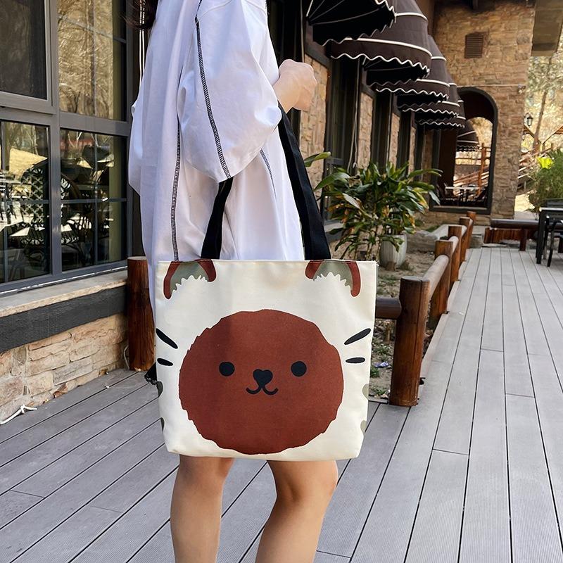 Cartoon Cute Canvas Bag New Large Capacity Fashion Versatile Underarm Bag Casual Commuter Tote Bag