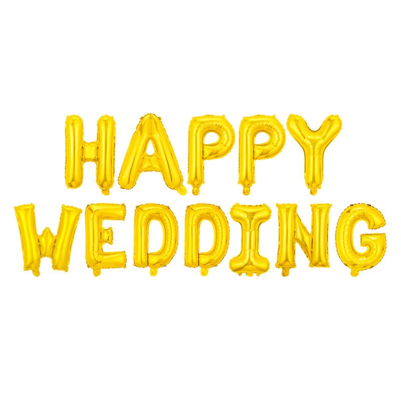 16 Inch Happy Wedding Alphabet Balloon Gold Silver Rose Gold Wedding Arrangement Decorative Balloon Set