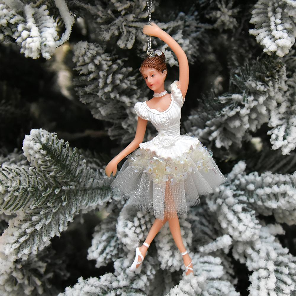 Christmas Ornaments Stree Decoration Girl Bithday Gift Xmas Plastic Hanging Decoration Dancing Silver Tutu Ballerina Christmas Gifts