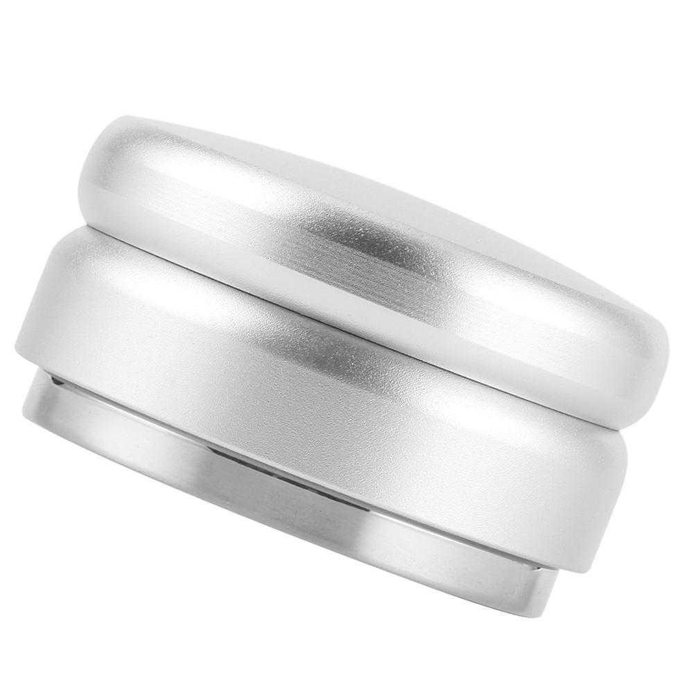 Verstellbarer Kaffeetamper aus Edelstahl Flache Basis Kaffeepulververteiler Nivellierwerkzeug für Zuhause Büro Silber