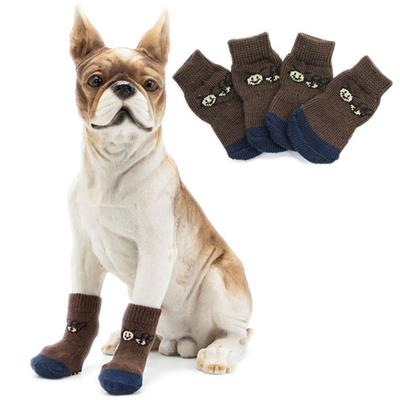 4 Piezas Calcetines para Mascotas Antideslizantes Cómodos Elásticos Zapatos para Perros Invierno Suaves Cálidos Protector de Patas para Mascotas Suministros para Mascotas
