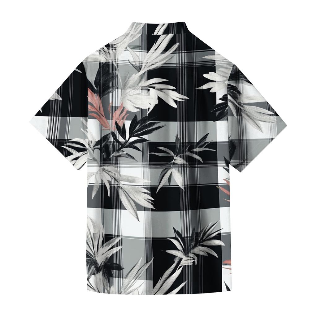 Men's Casual Loose Fit Hawaiian Short Sleeve Shirt Button Down Tropical Print Lightweight Summer Shirt for Beach Vacation and Daily Wear