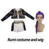 3Pcs Halloween Girls Costumes Rumi Pop Singers Clothes Demon Hunters Zoey Mira Tops Skirt Dance Outfits Set Matching Outfits