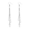 Elegant Water Droplets White Zircon Stones Earrings Luxury Fashion Silver Color Metal Chain Long Dangle Earrings Jewelry