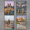 Barcelona Travel Poster Sagrada Família Wall Art Prints European City Collage Travel Canvas Painting France Paris Travel Poster