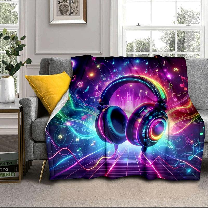 Music Waves Headphones Blanket Flannel Blanket Throw Blanket Sofa Cover Blanket Soft Premium Blanket Picnic Blanket Tv Blanket Gifts