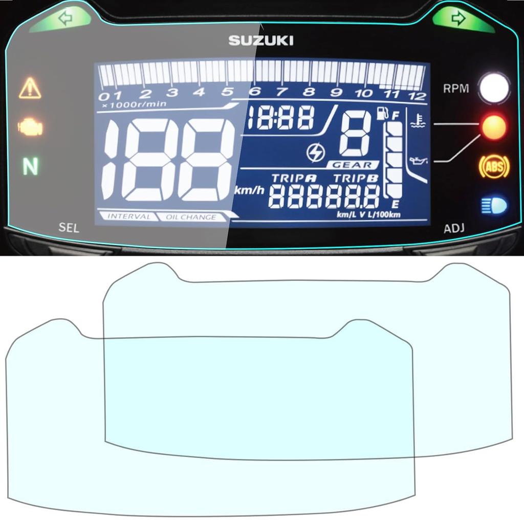 motokano Gauge Film for GSX250R (2017-2024) and V-Strom 250 (2017-2023) - Gauge Protection Film, Set of 2