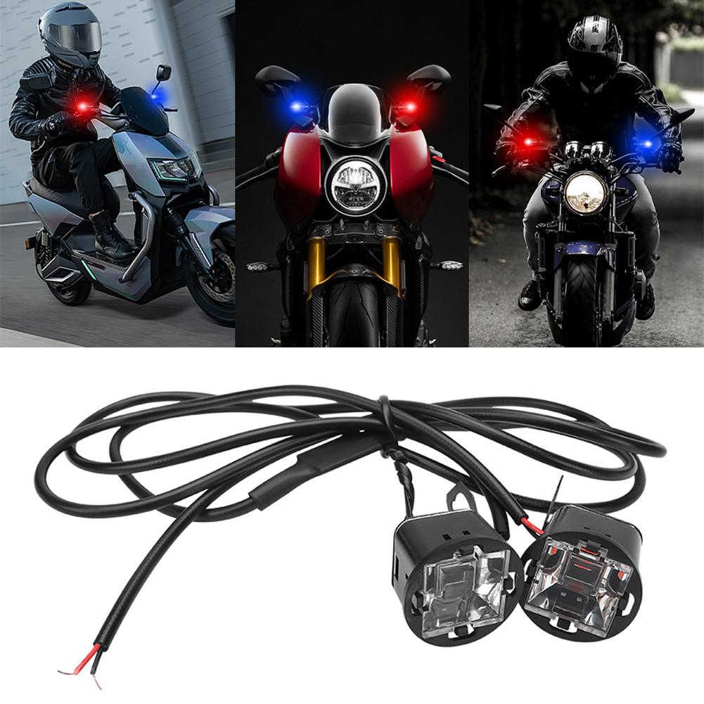 Motorcycle Mirror Lights,square 2led Flashers,pair Flashing Strobe For Motorcycle & Electric Bike Rearview Mirror,safety Wa S6p5