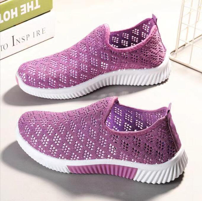 

New Summer Fashion Women Shoes Mesh Sports Shoes Breathable Flats Soft Sole Casual Sneakers 36 фіолетовий