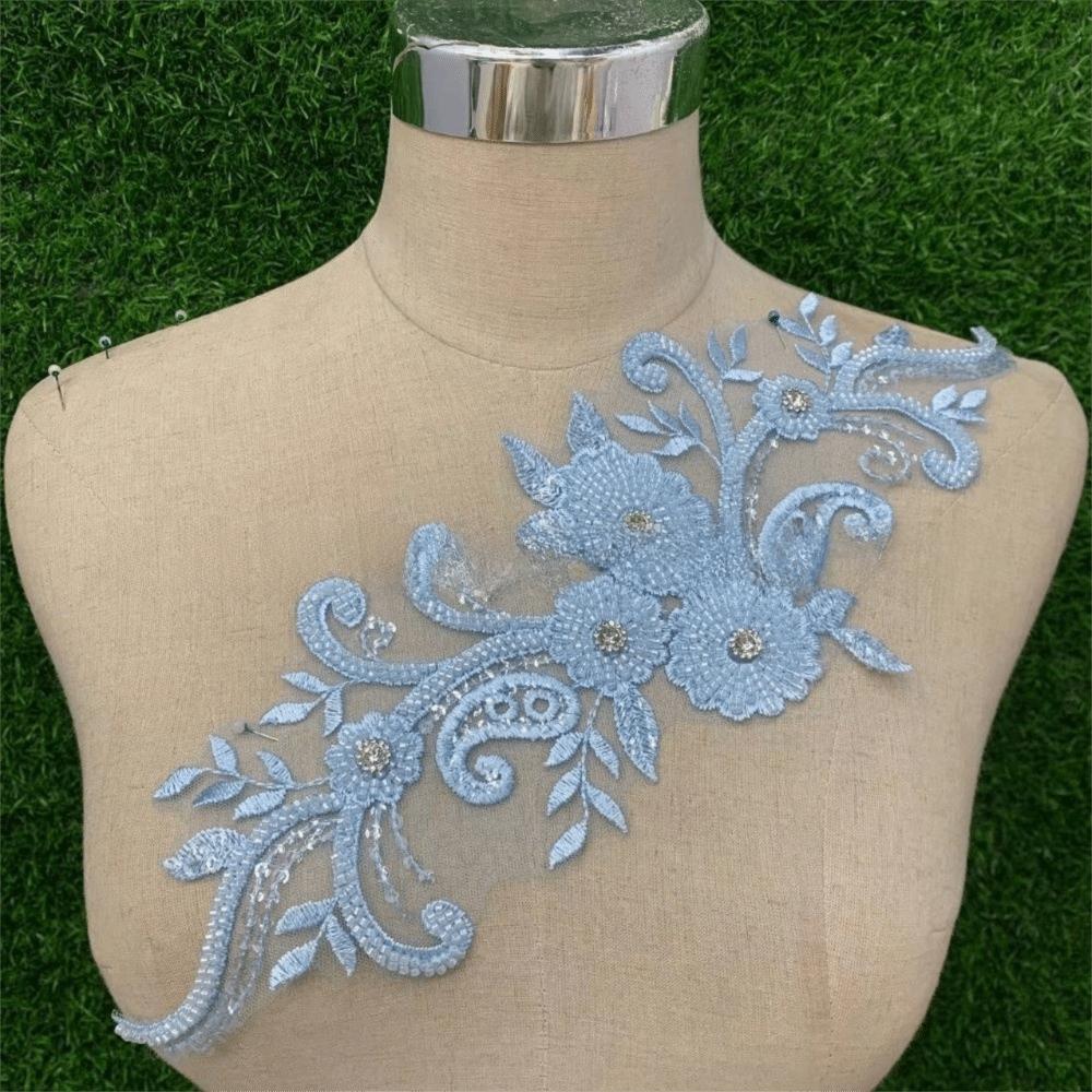 Petală Floră cu Strasuri și Dantelă Patch Broderie Floră cu Strassuri de Sticlă Applique DIY Accesorii Rochie de Seară Rochie de Mireasă