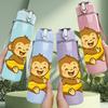 1PC Cute Brown Monkey Cartoon Print 750ml Color Plastic Sports Water Bottle Leakproof Flip Straw Lid Suitable for Sports Office Home Use
