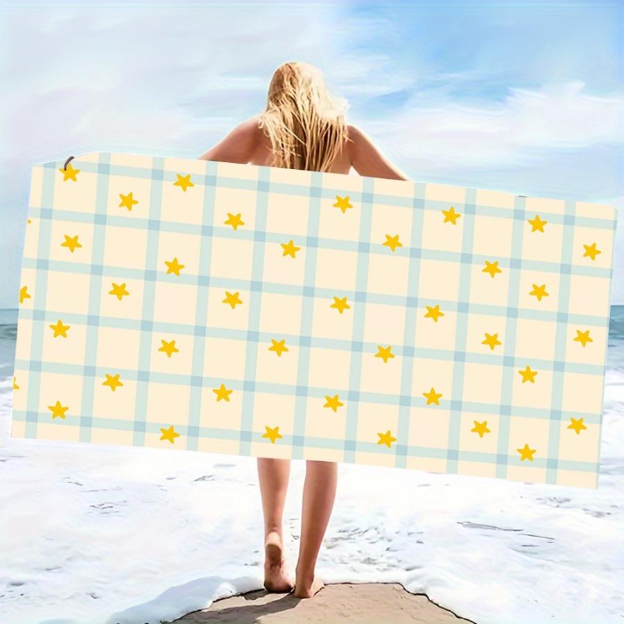 Lemon Floral Print Beach Towel Extra Large Quick Dry Sand Resistant Microfiber Yellow Towel for Adults Vacation Pool Swim