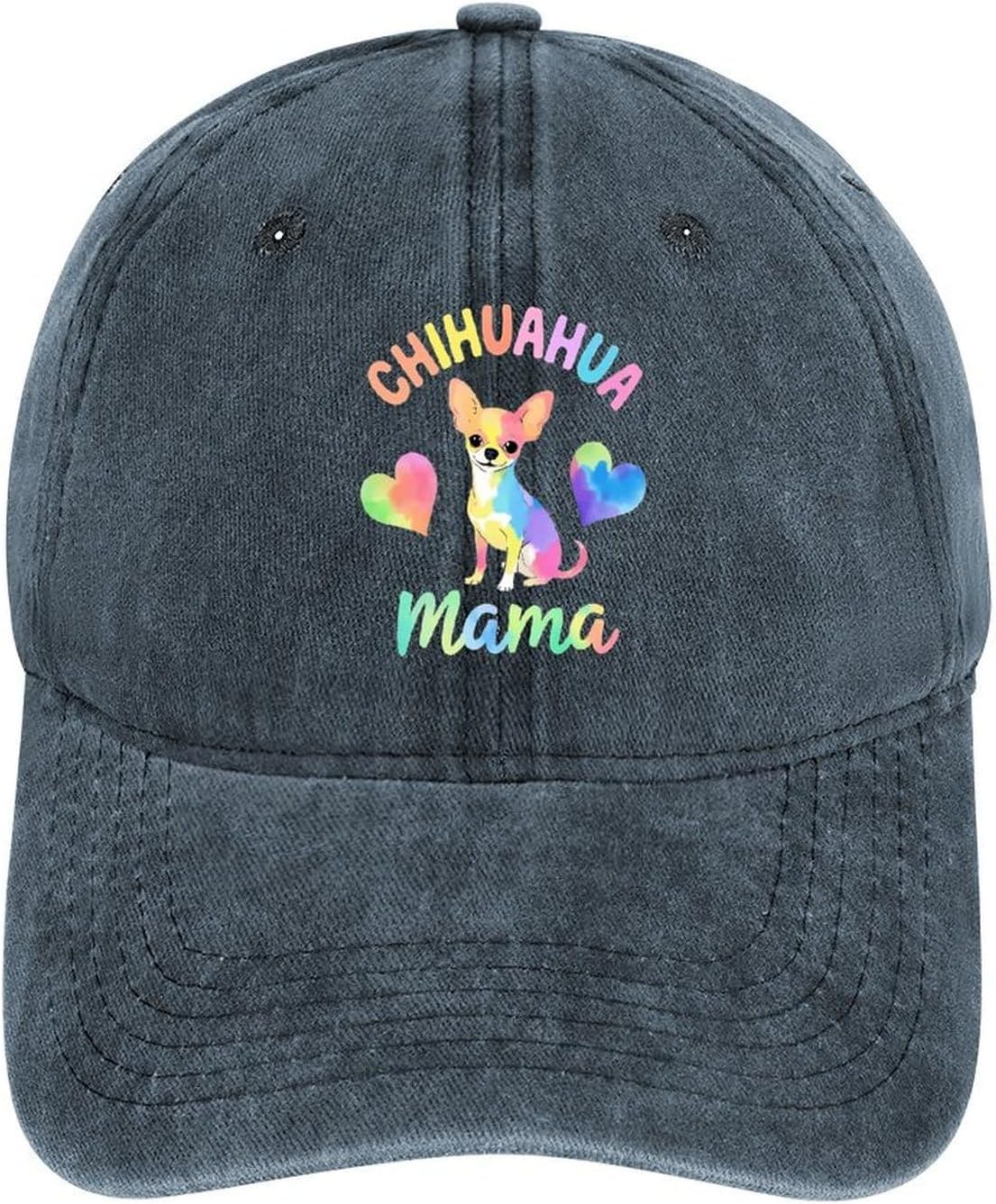 Chihuahua Mama Dog Rainbow Tie Dye Print Baseball Cap Adjustable Cotton Casual Hat One Size