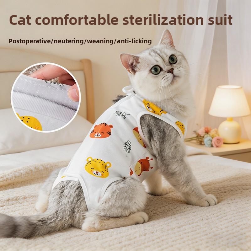 Cat Spaying Suit After Surgery - Anti-scratching Breathable Cartoon-style All-season Female Cat Surgical Gown