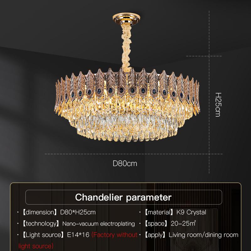 Light Luxury Style Crystal Chandelier, Post-modernist, Simple, for Living Room, Villa, European Bedroom, Restaurant, Crystal Lamps