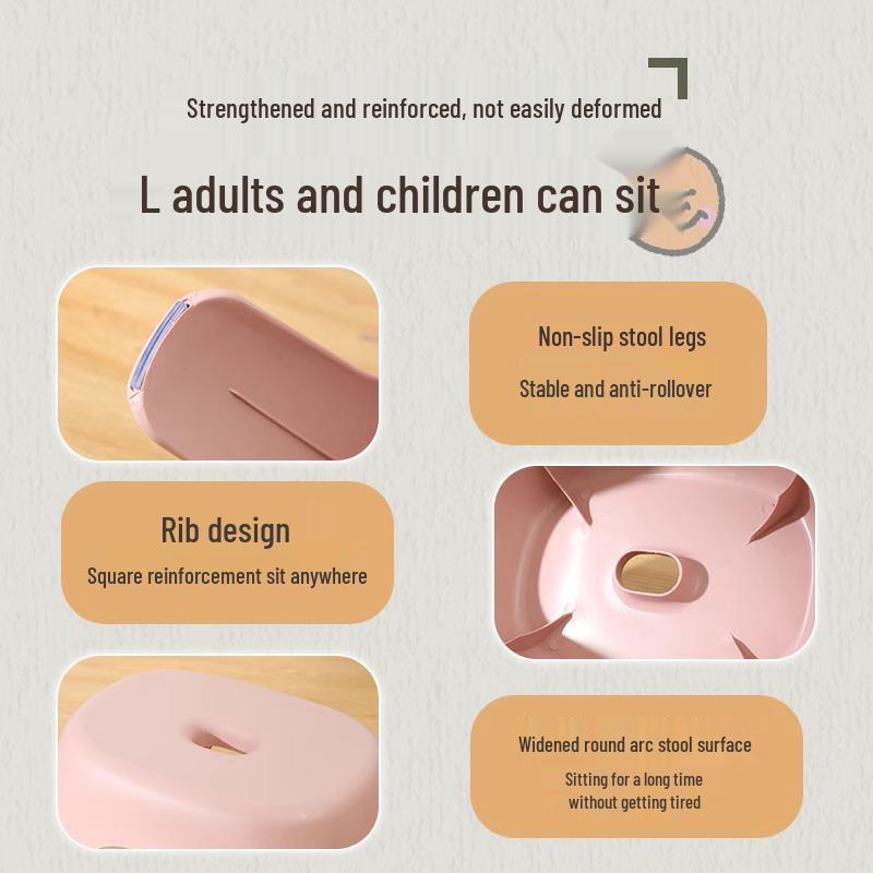 Compact Thickened Plastic Stool for Living Room, Bathroom, and Kids