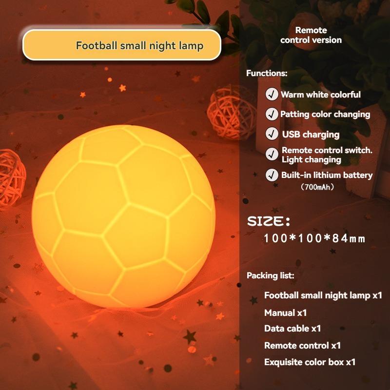 Creative Football Silicone Remote Control Clap Color Changing Night Light Bedside Atmosphere Light Children Gift Home Decoration