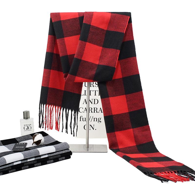2025 Autumn/Winter Korean Style Imitation Cashmere Plaid Scarf for Men