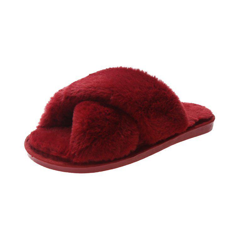 Pantofole da donna in cotone peluche incrociate a punta aperta Autunno/Inverno 2022