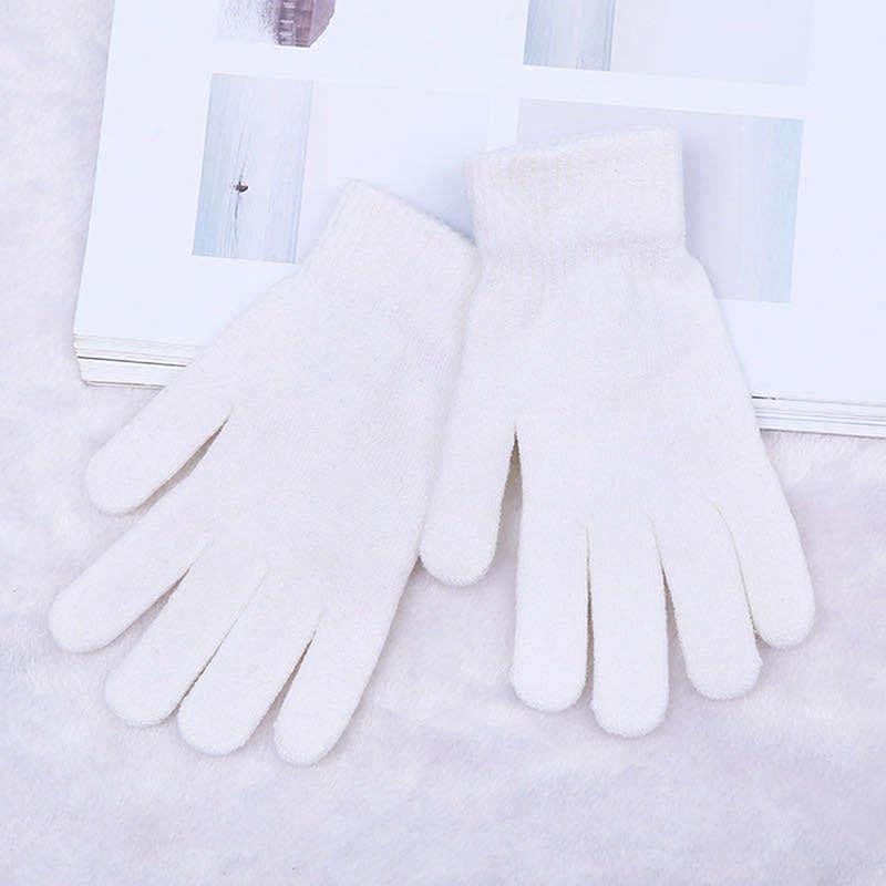 Women Full Finger Gloves Knitted Solid Autumn Winter Hand Keep Warm Thicken Lining Skiing Short Wrist Female Mittens