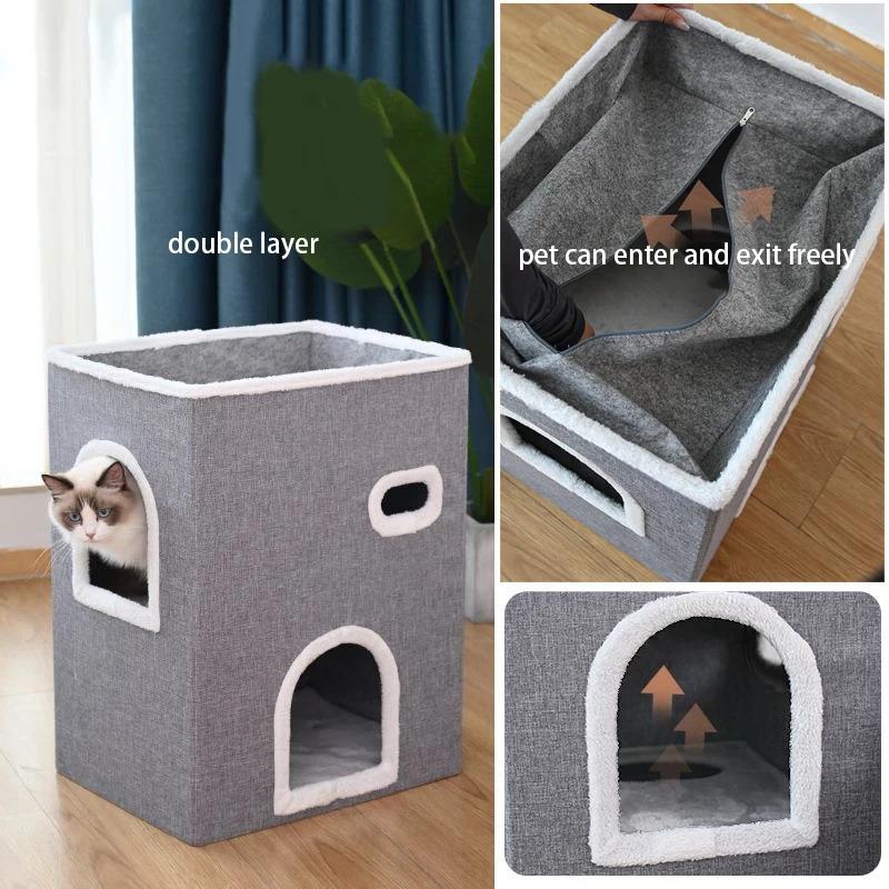 Cats Bed Warm Houses for Winter Pet Beds Things Basket Goods Dog Puppy Accessories Supplies Mat House Kitten Habitats Products