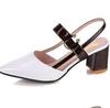 New sandals women's British fashion pointed back empty metal buckle thick heel high heels