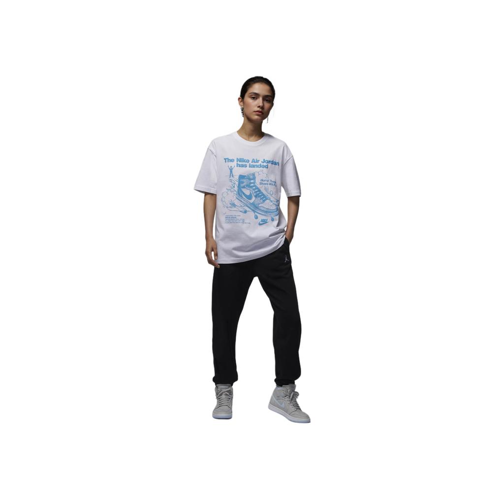 Jordan Oversized Vintage Logo Loose Short Sleeve T-Shirt Women Tops White HJ0137100