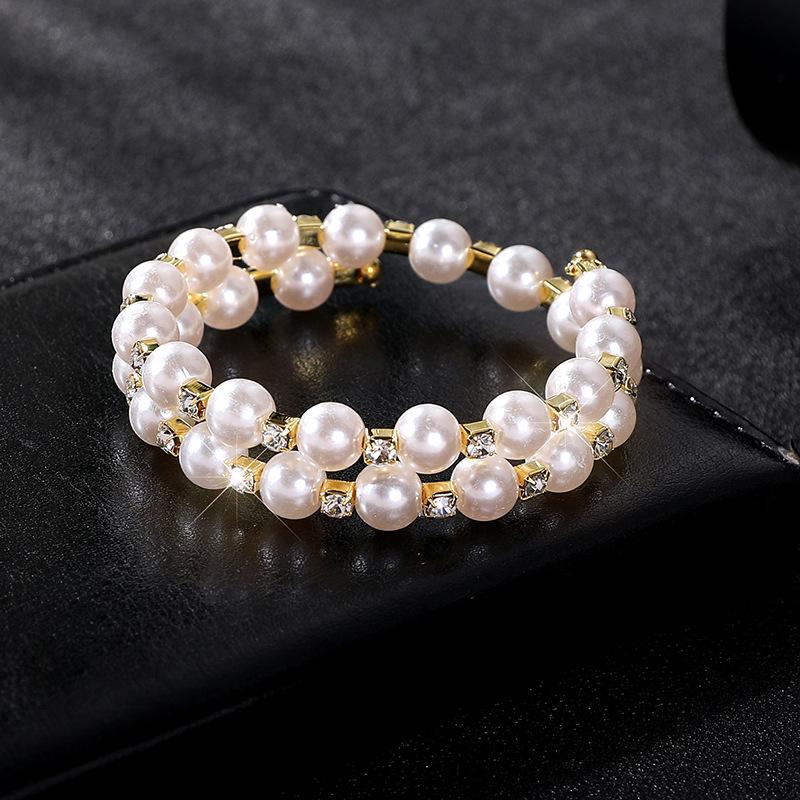 Multilayer Wrapped Pearl Jewelry Bridal Versatile Diamond Set Elastic Pearl Bracelet Bracelet