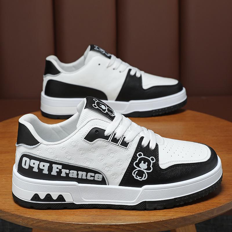 

Men s Trendy White Breathable Thick-Soled Sneakers - Versatile Casual Skate Shoes 39