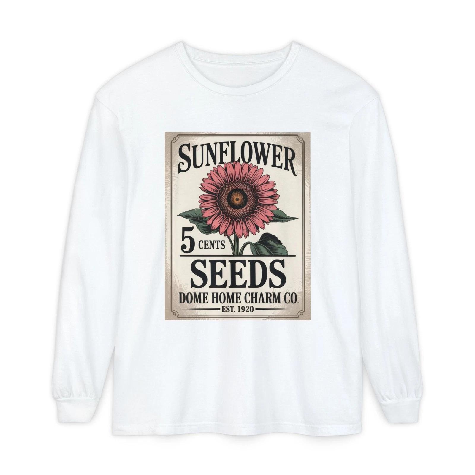 

Sunflower Seed Long Sleeve T-Shirt | Vintage Gardening Tee, Gift for [...] S