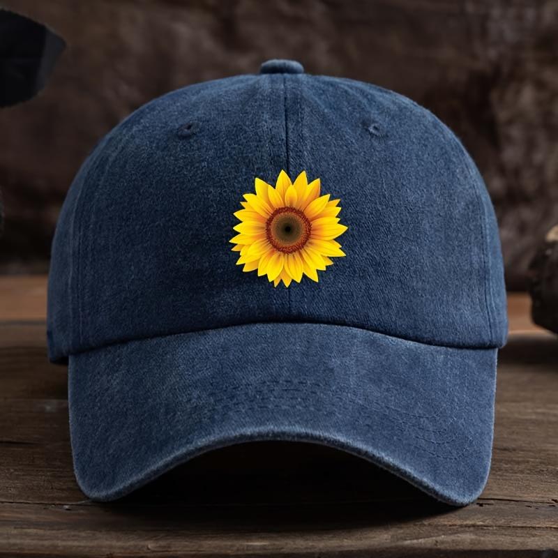Fashionable Sunflower Flower Printed Baseball Hat Versatile Outdoor Leisure Fishing Sunshade Duck Tongue Hat Travel