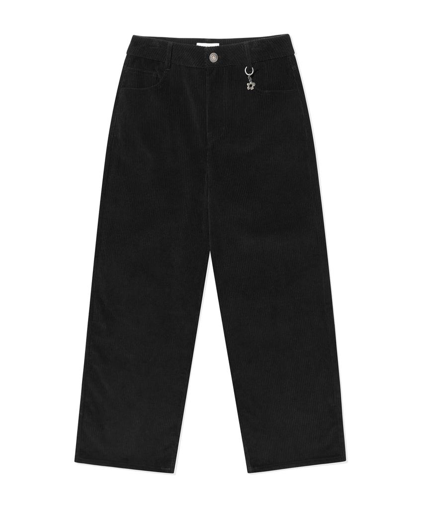 WACKY WILLY Women'S Corduroy Semi-Wide Pants Black