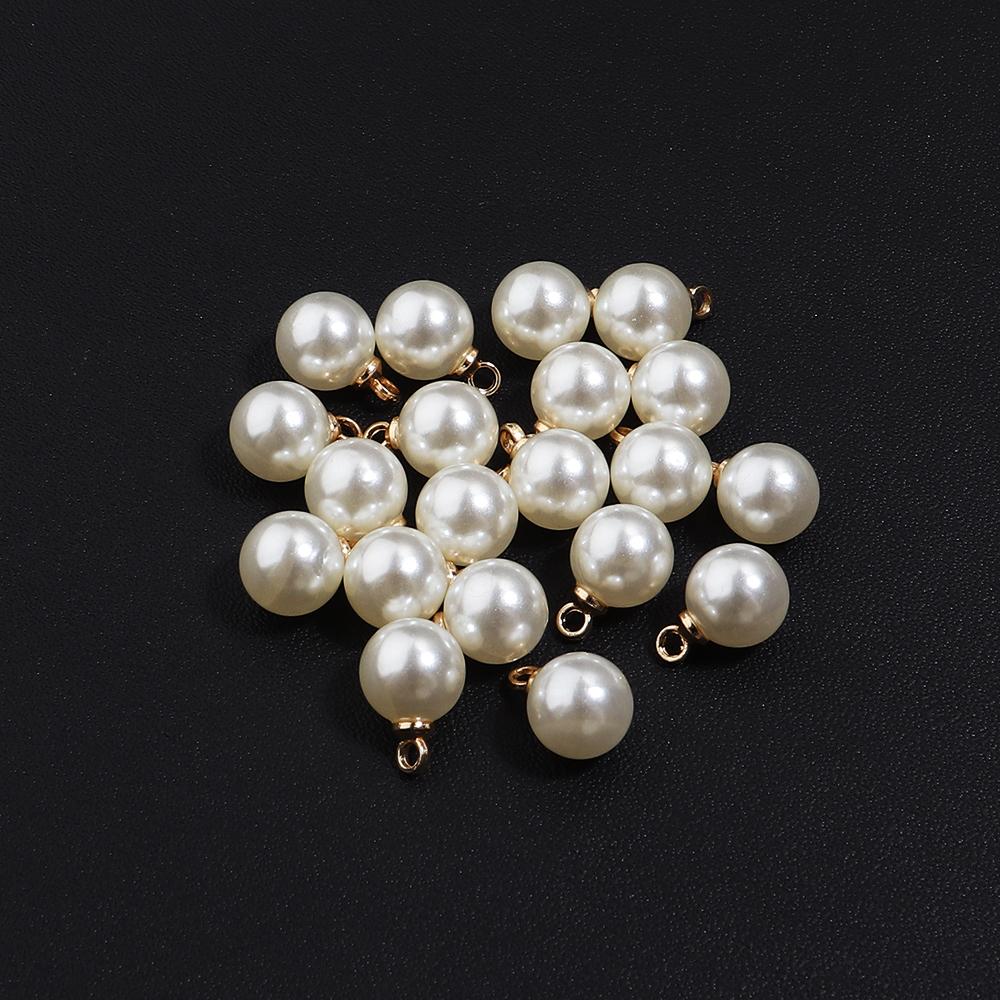 10-20 pcs/lot 6-20mm Round ABS Imitation Pearl Beads Pendant Beige White Charms For Jewelry Making DIY Fashion Necklace Earrings