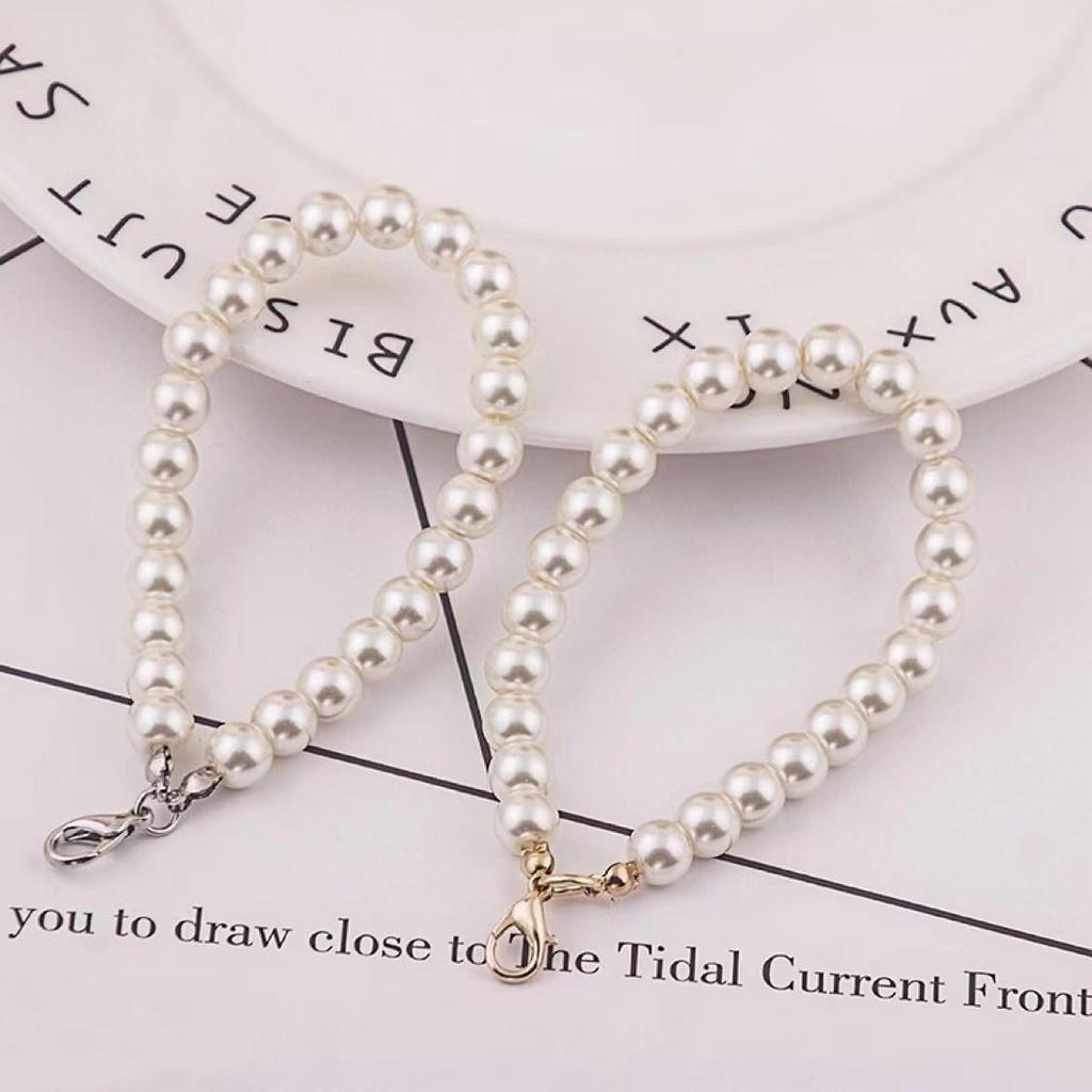 DIY Short Imitation Pearl Beaded Pendant Keychain for Bags & Phone Cases