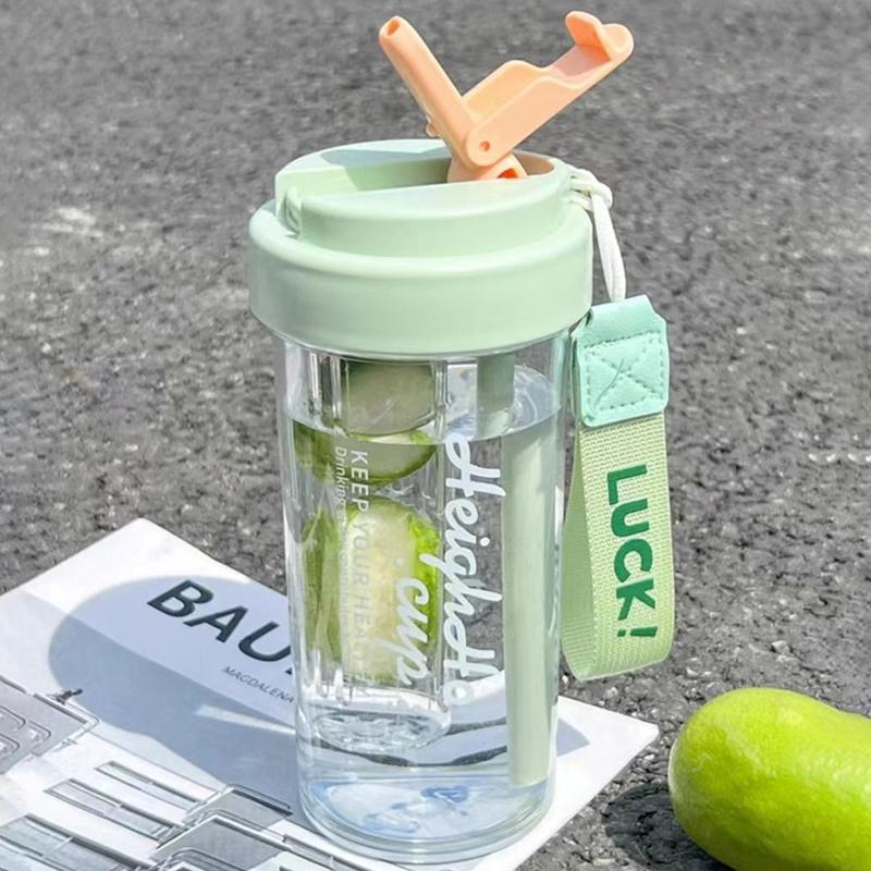 600Ml Water Cup Handy Cup Sports Water Bottle Food Grade Material Tea Partition Water Cup Female Straw Cup Summer Portable