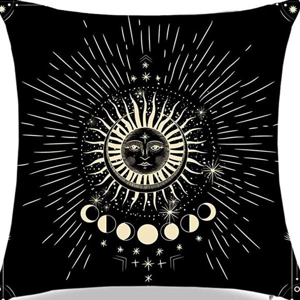 Tarot Printed Line Pillow Cover Moon Star Home Bedroom Sofa Pillow Cushion Cover