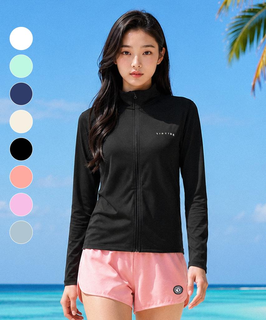 Helingbon Wonder Women'S Multi Active Rash Guard Zip-Up (9 Colors) / Rc903W (Type A)