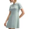 Fila White Series Knitted Double-Sided Jacquard Casual Versatile Short Sleeve Dress Women Dresses Oatmeal-Gray F11W523310F-GY