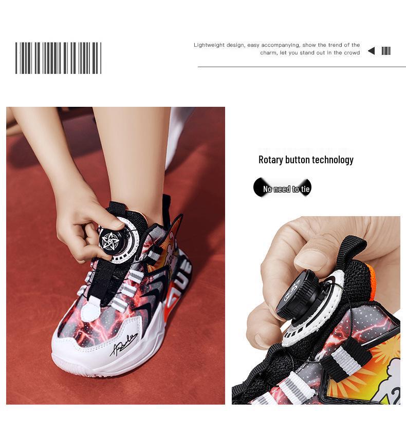 Boys' Waterproof Leather Basketball Shoes – Non-Slip, Wear-Resistant with Rotary Buckle for Students