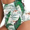 European American Color Block Spliced Cutout One-Piece Swimsuit with Adjustable Cross Tie-Up.