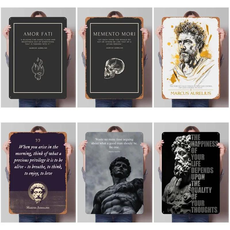 Mark Aurel Stoiker Zitat Schild Inspirierende Poster Dekoration für Heimdeko Artikel Metall Blechschilder für Wandkunst Dekoration