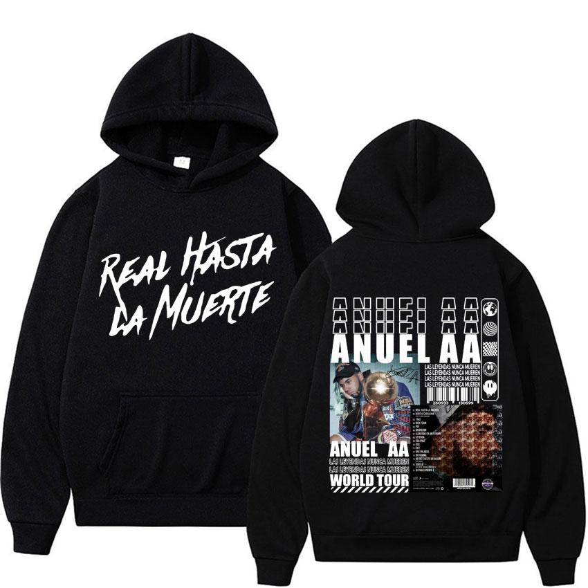 Rapper Anuel AA Real Hasta La Muerte Hoodies Men Women Hip Hop Retro Style Sweatshirt Pullover Harajuku Fashion Oversized Hooded